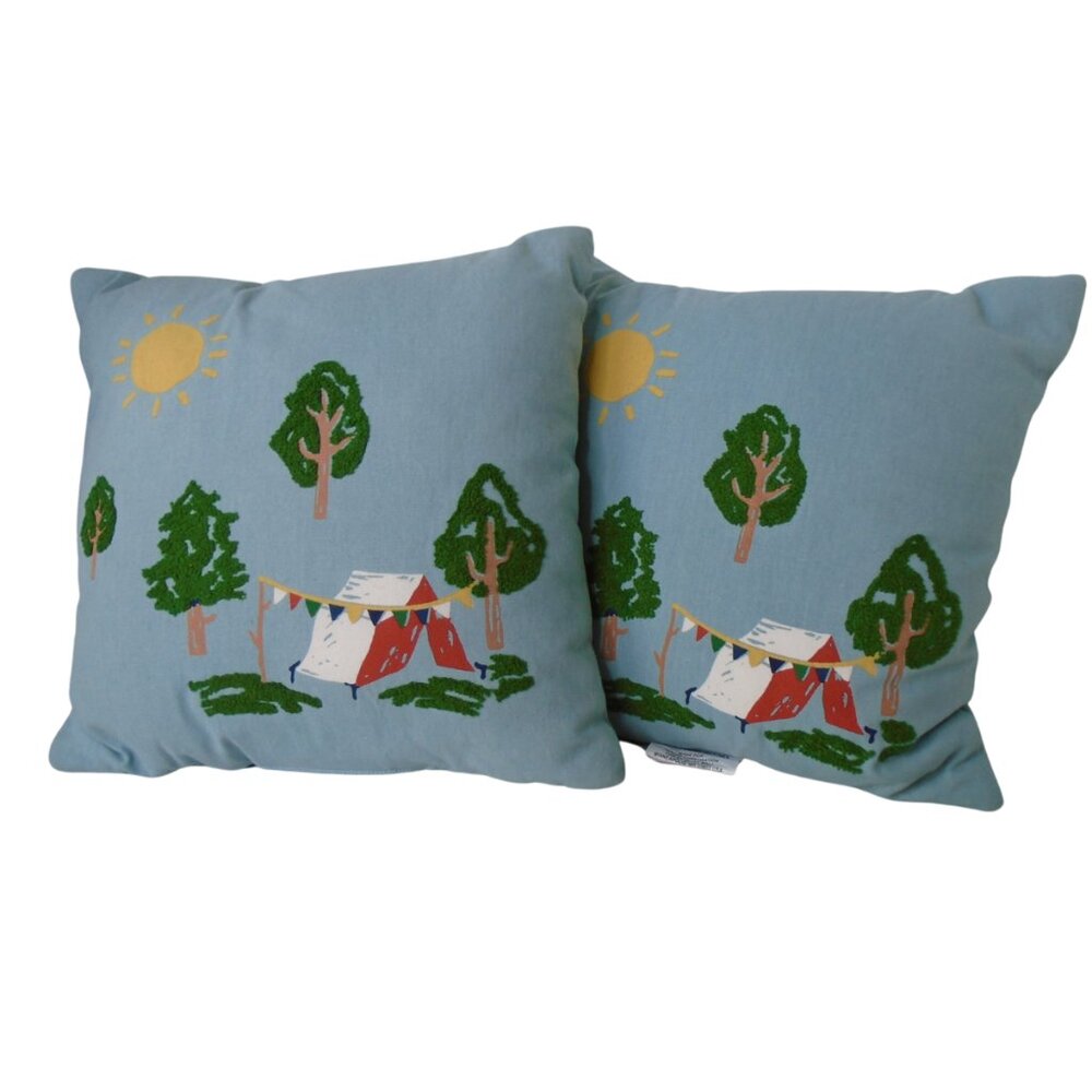 Camping Decorative Throw Pillows Camper Outdoors Wilderness Tents Set of 2